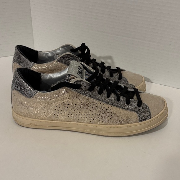 P448 Shoes - 🔵P448 “LIKE NEW” Silver Glitter Sneakers with Black Laces